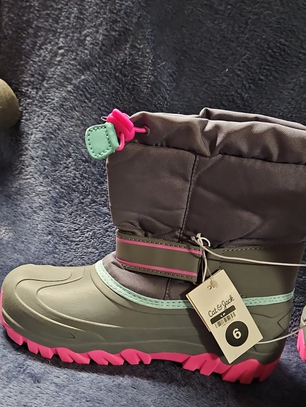 Cat And Jack Kids Grey and Pink Winter Snow Boots